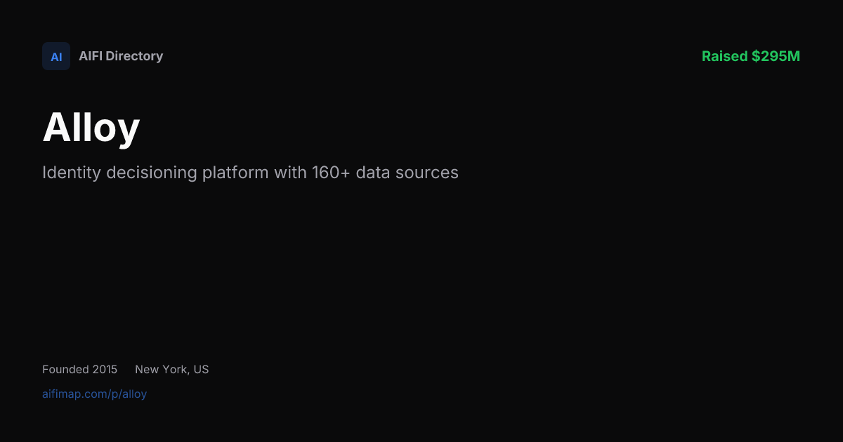 Alloy — Identity decisioning platform with 160+ data sources | AIFI Map