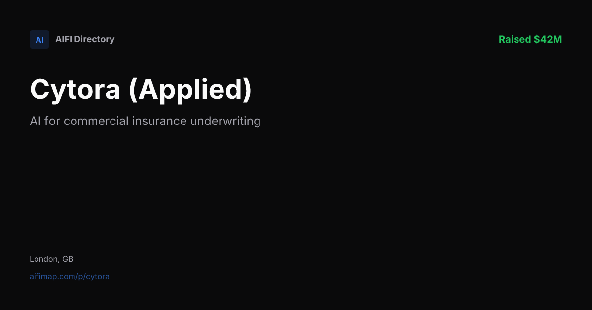Cytora (Applied) — AI for commercial insurance underwriting | AIFI Map