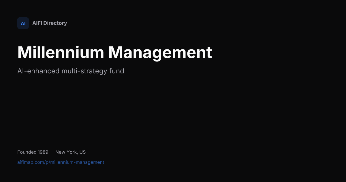 Millennium Management — AI-enhanced multi-strategy fund | AIFI Map
